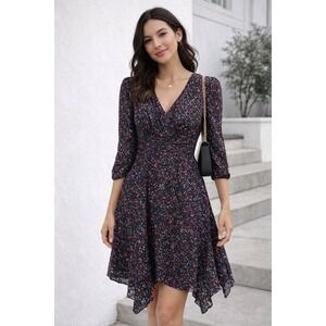 Parker Floral Print V Neck Midi Dress Silk 8